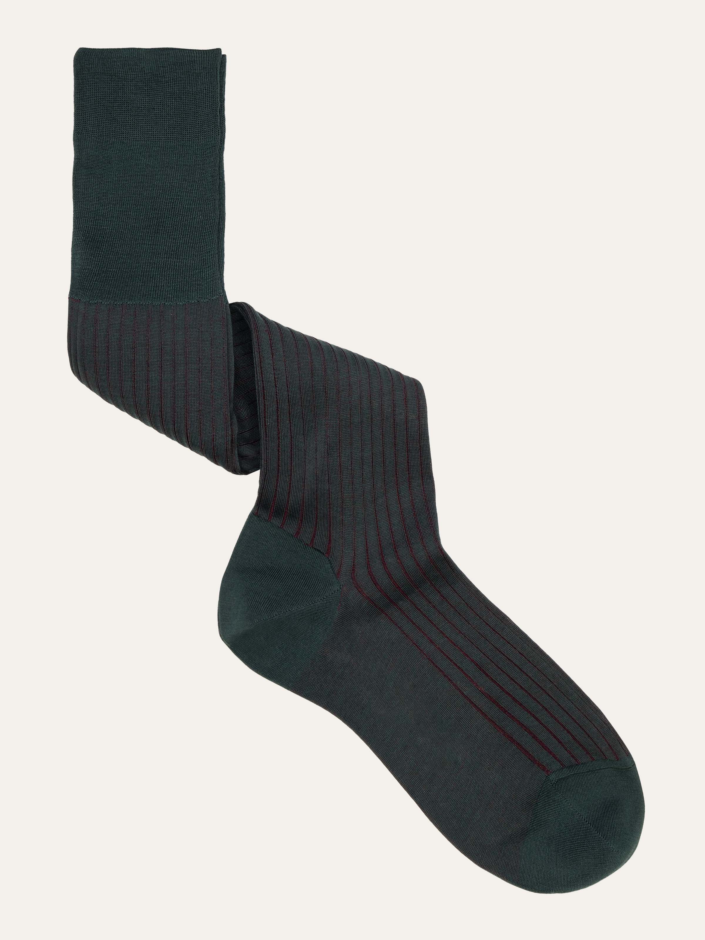 Classic ribbed long socks with two-tone Vanisé in 100% Lisle